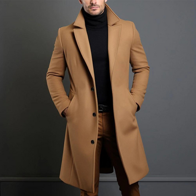 Jameson | Classic Long Overcoat with Lapel for Men