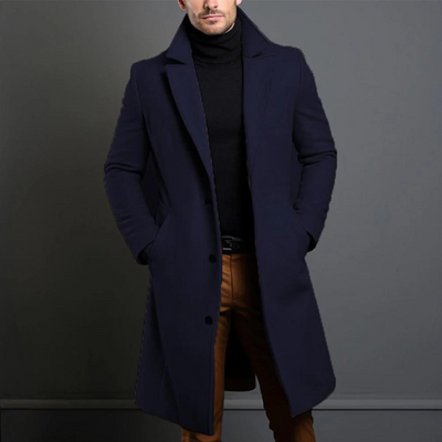 Jameson | Classic Long Overcoat with Lapel for Men
