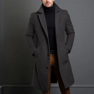 Jameson | Classic Long Overcoat with Lapel for Men